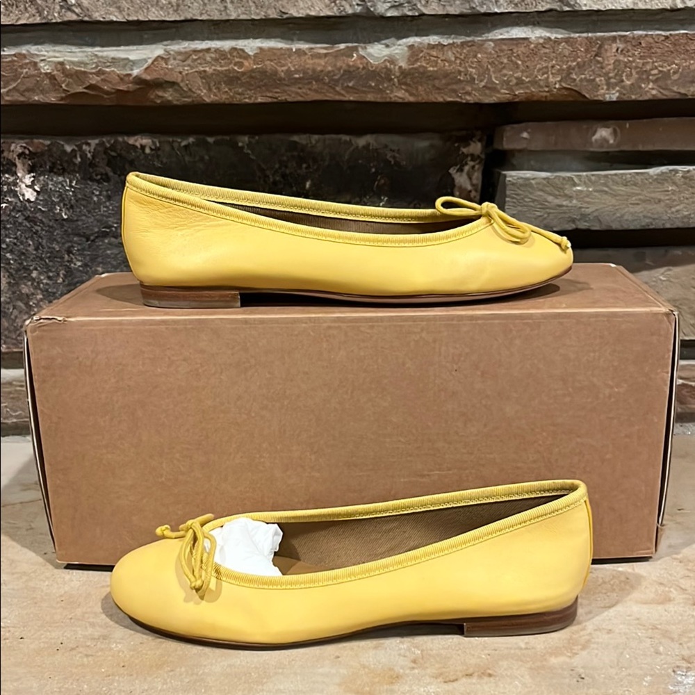 Margaux The Demi Goldfinch Yellow Nappa Leather Bow Ballet Flats